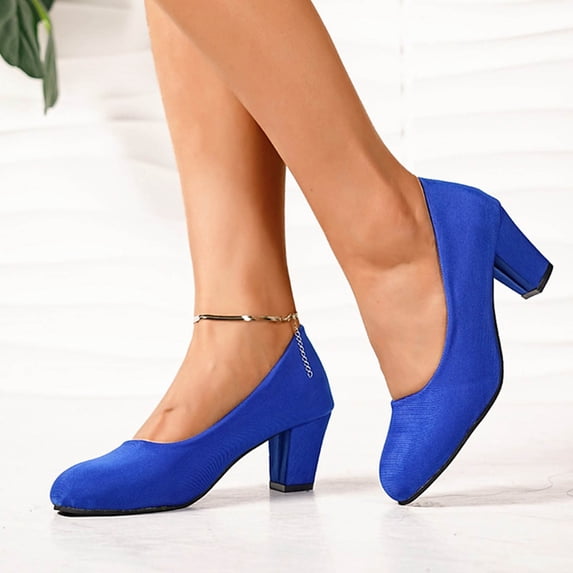 Women's Low Block Heel Round Toe Comfortable Dress Shoes