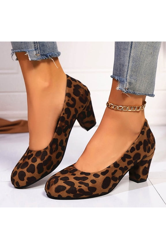 Women's Low Chunky Block Heel Round Toe Comfortable Dress Shoes