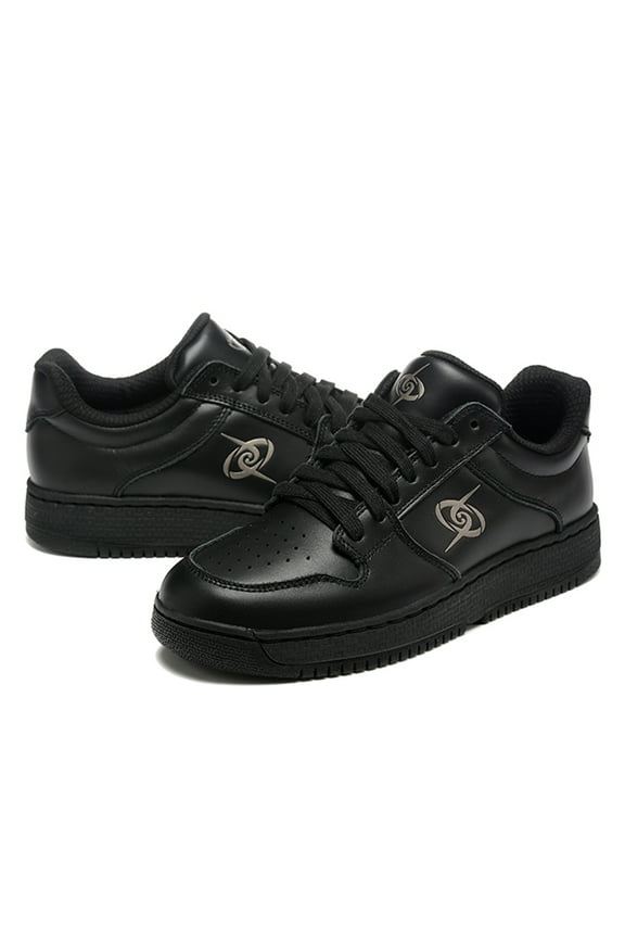 Women's Low-Cut Black Sneakers Premium Leather Rubber Sole