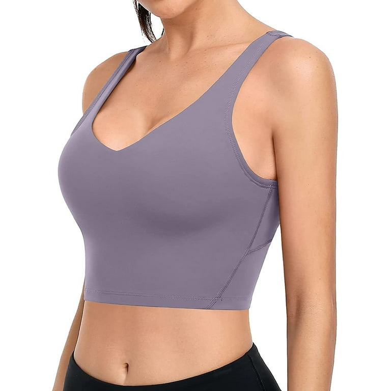 Women's Low Cut Cropped Athletic Tank Top With Shelf Bra Quick Dry Camisole