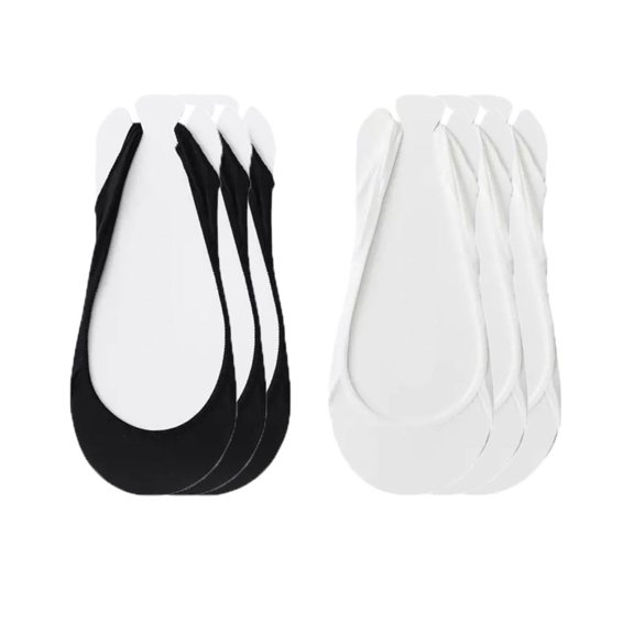 Women's Low Cut No Show Liner Socks with Non-Slip 3D Silicone Heel Grip Pack of 6 Pairs - One Size Fits Most, Black White