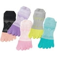 thumbnail image 1 of Women's Low Cut Toe Socks Cotton Athletic Running Five Finger Ankle Socks, 5 Pairs, 1 of 8