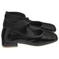 thumbnail image 1 of Women's Low Heel Ballerina Flats Comfortable Crossing Strap Square Toe Shoes Faux Leather Slip On Dress Shoes for Wedding Party Daily Wear Black 40, 1 of 6