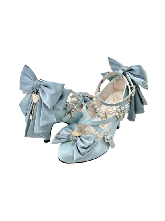 Women’s Low Heel Bow Pumps, Pointed Toe Dress Shoes with Removable Shoe Clips