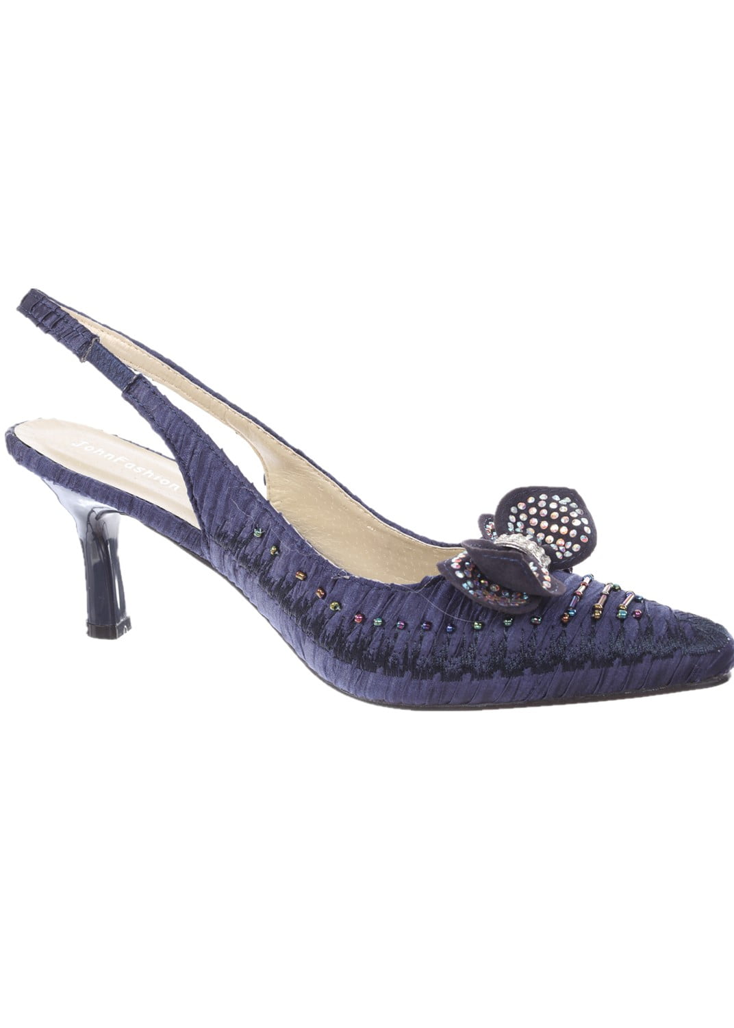 Women s Low Heel Closed Toe Slingback Pumps Bowknot Comfortable Dress Shoes Navy 12