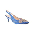 thumbnail image 1 of Women's Low Heel Closed Toe Slingback Pumps Rhinestone Comfortable Dress Shoes-Blue-12, 1 of 3