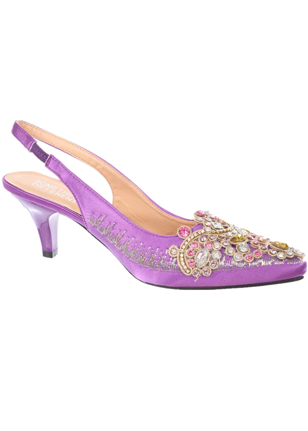 Women's Low Heel Closed Toe Slingback Pumps Rhinestone Comfortable Dress Shoes-Purple-11 Women's Low Heel Closed Toe Slingback Pumps Rhinestone Comfortable Dress Shoes-Purple-11