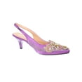 thumbnail image 1 of Women's Low Heel Closed Toe Slingback Pumps Rhinestone Comfortable Dress Shoes-Purple-6, 1 of 3