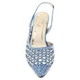thumbnail image 1 of Women's Low Heel Closed Toe Slingback Shoes Rhinestone Comfortable Sandal Shoes-Blue-8, 1 of 3