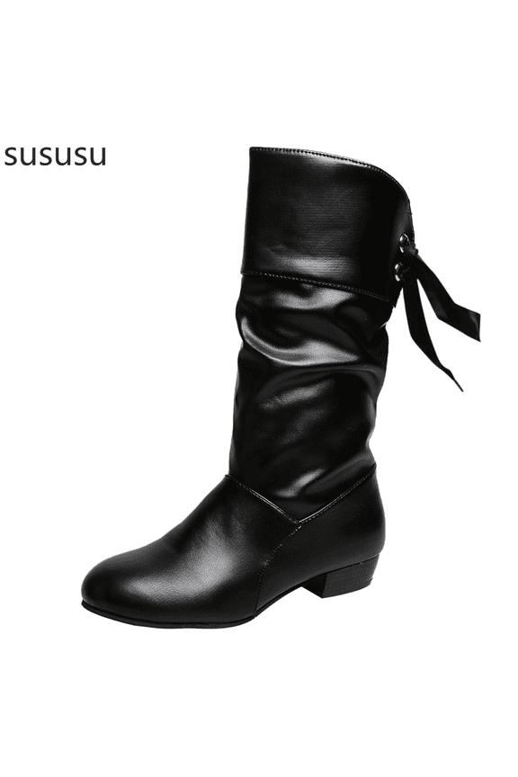 Women's Low Heel Round Toe Lace Up Mid Calf Boots Comfortable Everyday Footwear For Cool Autumn Winter Seasons