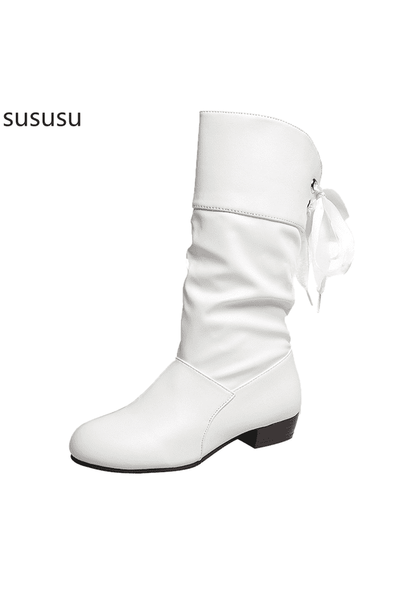 Women's Low Heel Round Toe Lace Up Mid Calf Boots Comfortable Everyday Footwear For Cool Autumn Winter Seasons