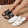 thumbnail image 1 of Women's Low Heel Slide Sandals Casual Spring Summer Open Toe Mules with Snake Texture and Decorative Buckle Solid Color Faux Leather Sandals with Wide Width Options for Daily Walking, 1 of 10
