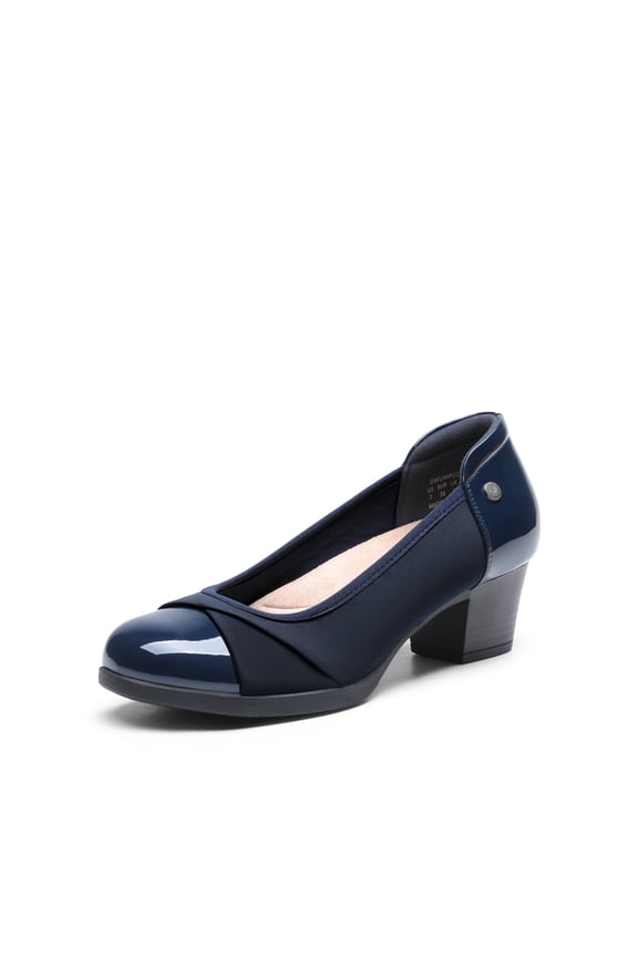 Women's Low Block Heel Slip-On Pumps with Shock-Absorbing Insole