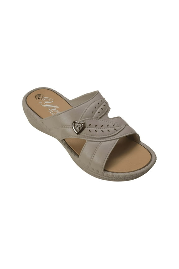 Women's Low Heel Slip On Sandal, Beige