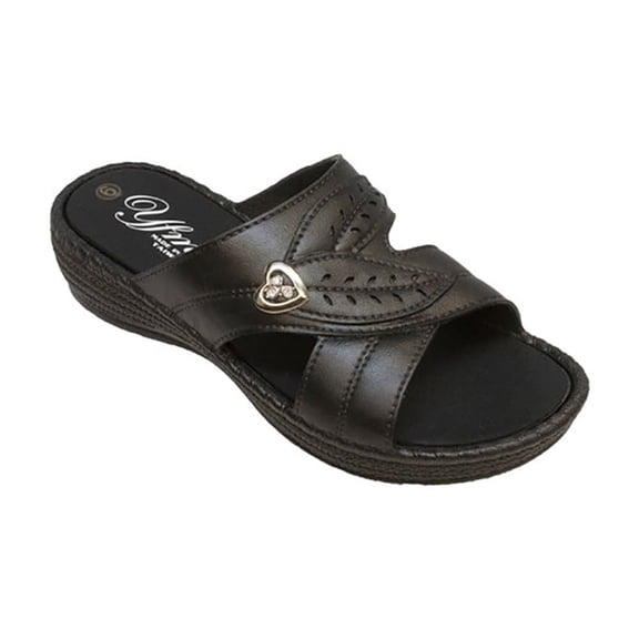 Women's Low Heel Slip On Sandal, Black