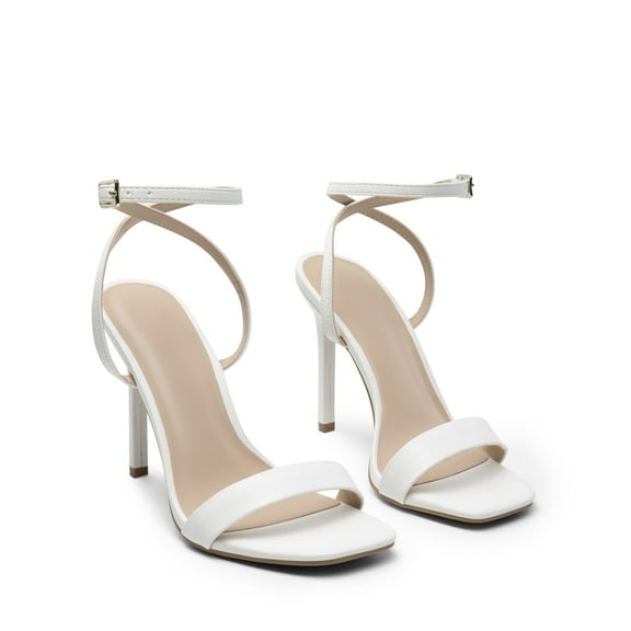 BURUDANI Women’s High Stilettos Open Square Toe Ankle Strap Heels Sexy Comfort Strappy Dress Shoes Wedding Bridal Pumps Sandals