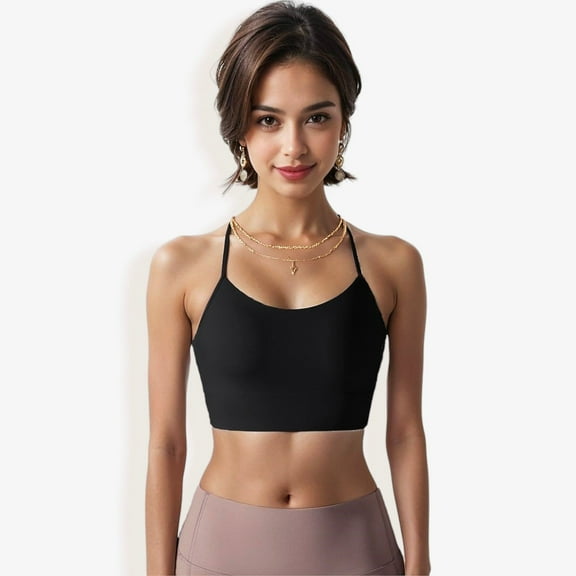 Women's Low Impact Racerback Sports Bra with Seamless Construction and Breathable Fabric - Medium, Black