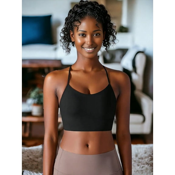 Women's Low Impact Racerback Sports Bra with Seamless Construction and Breathable Fabric - Small, Black