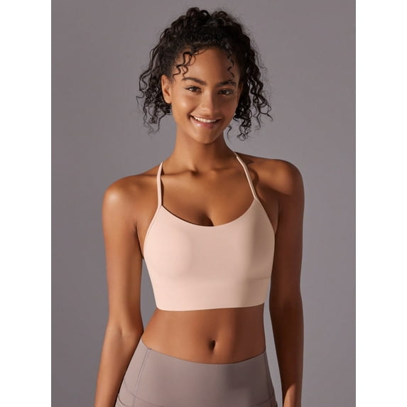 Women's Low Impact Racerback Sports Bra with Seamless Construction and Breathable Fabric - Small, Pink