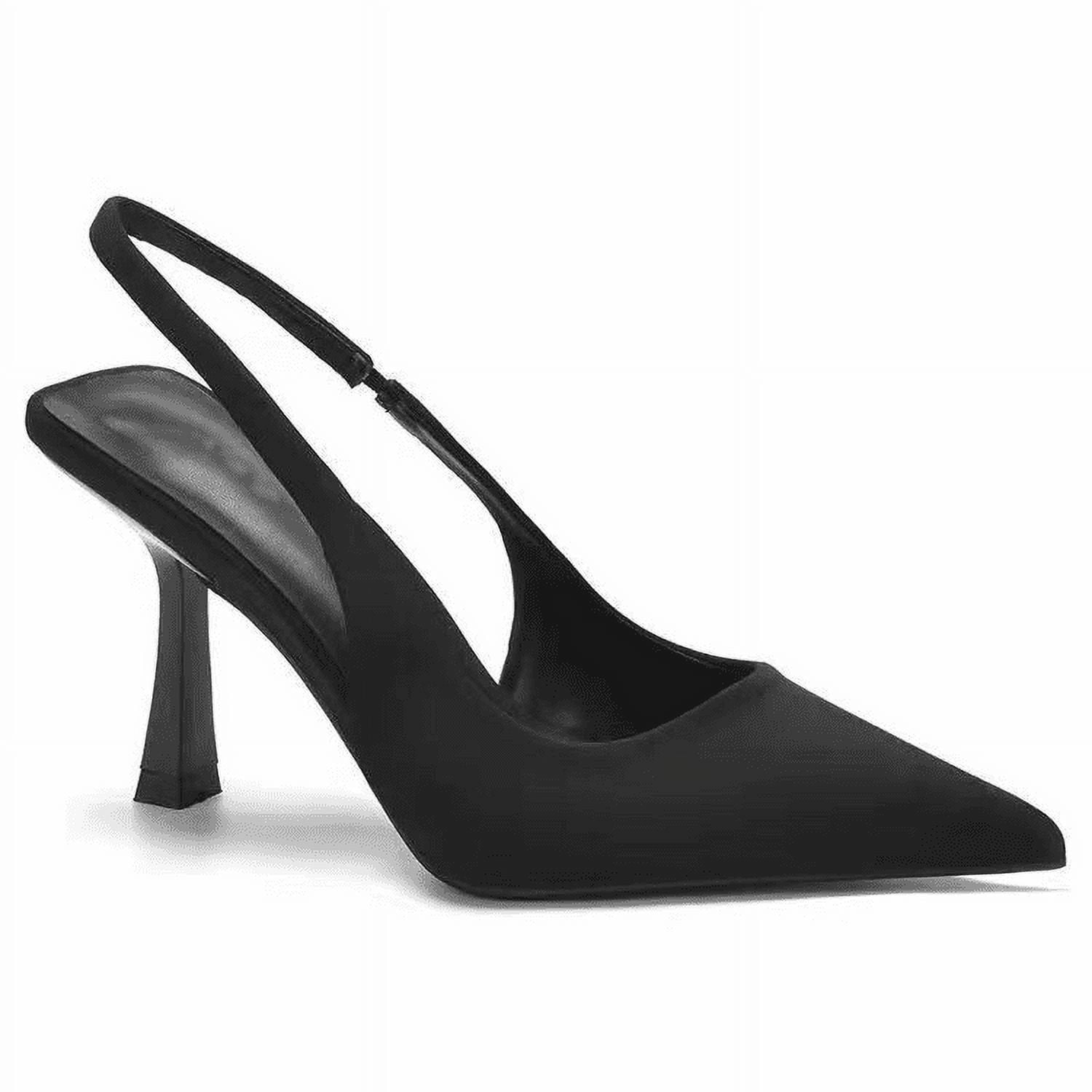 Women's Low Kitten Heel Slingback Ankle Strap Pump Pointed Toe