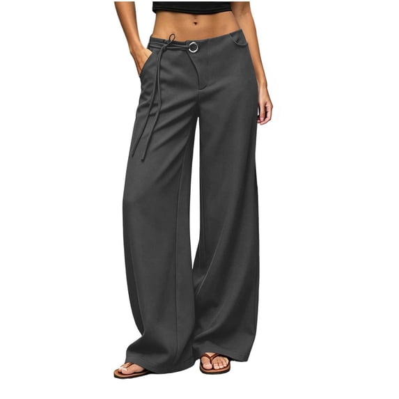 Women's Low Rise Going Out Formal Dress Pants Wide Leg Work Slacks Pants Business Casual Trousers with Pockets