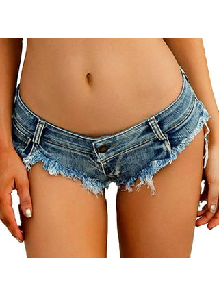 Women High Waisted Jean Shorts Womens Frayed Raw Hem Skinny Jeans