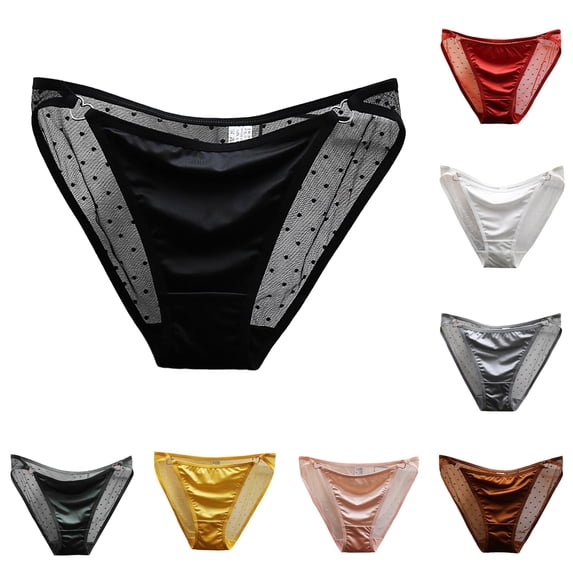 Women's Low Rise Lace Briefs Solid Lined Underwear Panties, M, Black