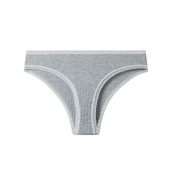 Women's Low Rise Lace Trim Cotton Cheeky Hipster Panties Flower Ash XXL
