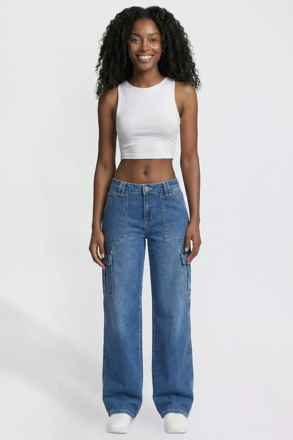 Women's Low Rise Relaxed Cargo Jeans
