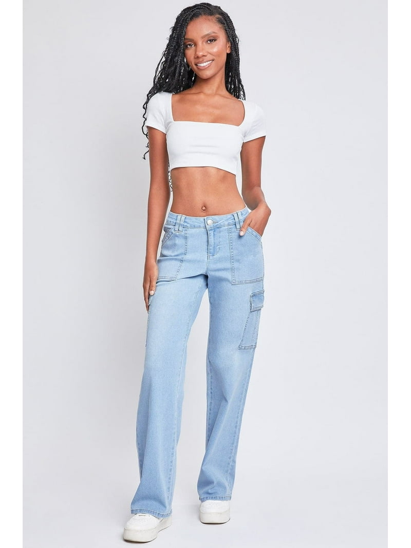 Women's Low Rise Relaxed Cargo Jeans - Walmart.com