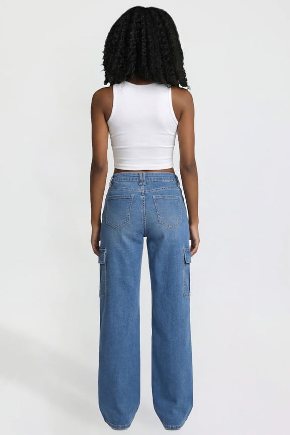 Women's Low Rise Relaxed Cargo Jeans