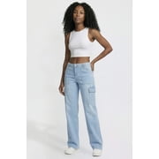 Womens Low Rise Relaxed Cargo Jeans