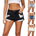 thumbnail image 1 of Women's Low Rise Ripped Denim Shorts Distressed Frayed Hem Jean Hot Pants Vintage Y2K Casual Jean Shorts with Pockets for Streetwear White, 1 of 8