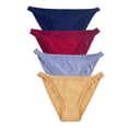 thumbnail image 1 of Women's Low-Rise String Bikinis Panties Breathable Soft Stretch Straps Bikini Briefs, M-XL, 4 Pack, 1 of 5