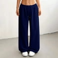 thumbnail image 1 of Women's Low Rise Wide Leg Sweatpants, Elastic Drawstring Waist Loose Pants, Soft Casual Lounge Pants for Everyday Wear, Home, Errands and Relaxed Outfits Navy S, 1 of 8