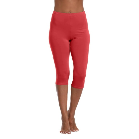 Women's Low Rise Yoga Pants - Slim Fit 3/4 Length Hip Lift Stretchy Leggings for Workout & Lounge ,Red,L
