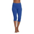 thumbnail image 1 of Women's Low Rise Yoga Pants - Slim Fit 3/4 Length Hip Lift Stretchy Leggings for Workout & Lounge ,Royal Blue,M, 1 of 8