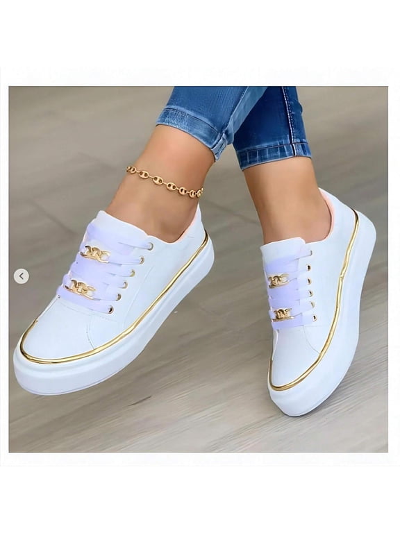 Women's Low Top Canvas Sneaker with Memory Foam Insole, Smooth Strappy Design for Comfort and Style