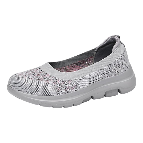 Women's Low Top Mesh Walking Tennis Shoes Lightweight Wedge Platform Non Slip Soft Sole Casual Sneakers Gray Size 8