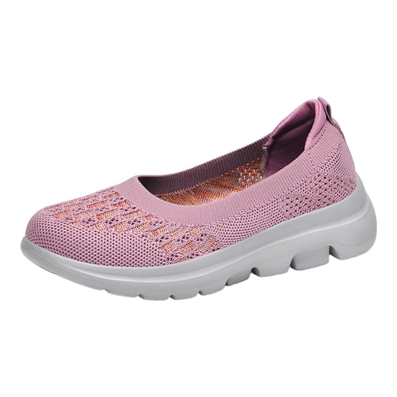 Women's Low Top Mesh Walking Tennis Shoes Lightweight Wedge Platform Non Slip Soft Sole Casual Sneakers Pink Size 6.5