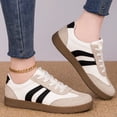 thumbnail image 1 of Women's Low-Top Retro Flat Sneakers Slip-On Faux Suede with Rubber Sole Slip-On Design with Non-Slip Laces Walking Casual Shoes, 1 of 4