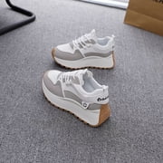 Womens Low-Top Sneakers   Lightweight Breathable Lace-Up Casual   Durable PVC Sole, Cushioned for Walking & Standing   Spring Wear for Home