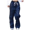 thumbnail image 1 of Women's Low Waist Cargo Pants Casual Solid Color Harajuku Vintage Y2K Low Rise Baggy Jogger Loose Cinch Pants Trousers, 1 of 7