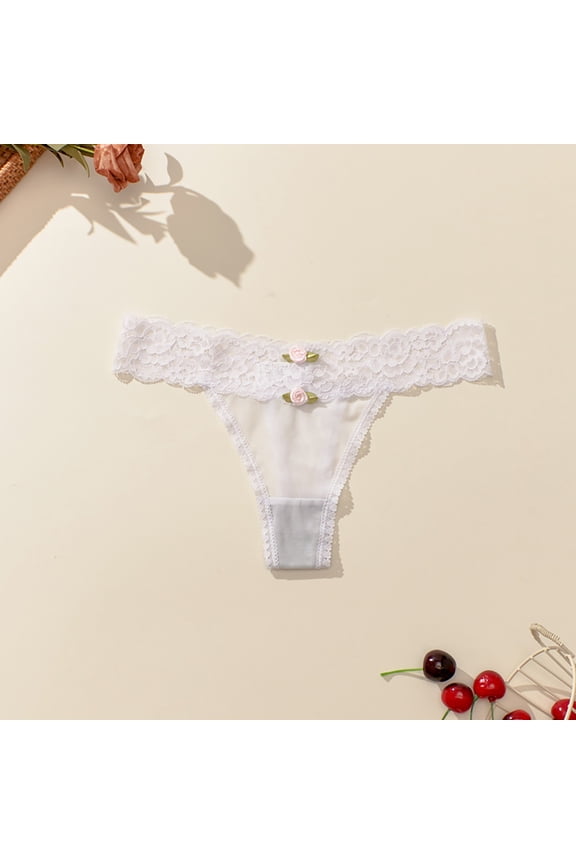 Women's Low Waist Lace Briefs Solid Color Crotch Underwear Panties Undies for Women Lace Thong Panties Lot Women Seamless Underwear Boy Cut Panties for Women Pack Lace Bikini Underwear for Women Satin