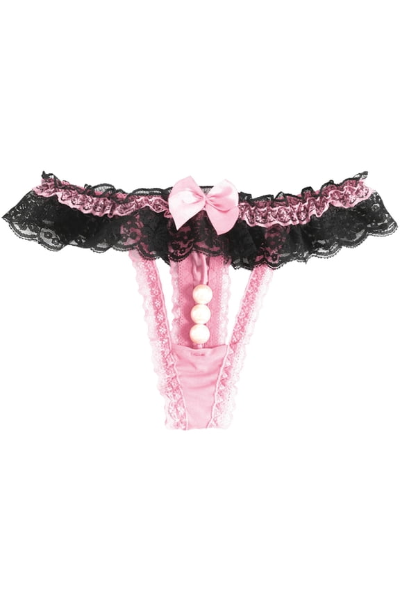 Women's Low Waist Lace Thong Panties - Sexy Solid Underwear with Sheath Silhouette - Polyester Blend, Free Size, All-Season Comfort