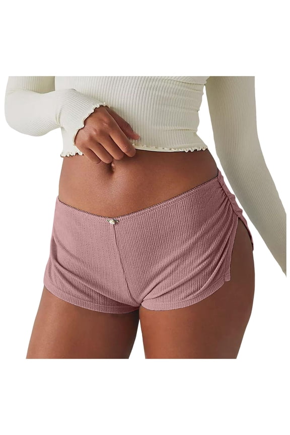 Women's Low Waist Micro Shorts with Side Slits and Ruched Detail for a Slim Fit Comfort