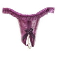 thumbnail image 1 of Women's Low Waist Open Crotch Lace Underwear - Pearl Massage Thong - One Size Fits Most, 1 of 3