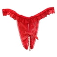 thumbnail image 1 of Women's Low Waist Open Crotch Lace Underwear - Pearl Massage Thong - One Size Fits Most, 1 of 3
