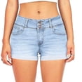 thumbnail image 1 of Women’s Low Waist Skinny Fit Jean Shorts with Fashionable Leg Cuff and Pockets Stretch Cotton Blend Trouser, 1 of 8