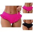 thumbnail image 1 of Women's Low Waisted Bikini Bottoms Women Full Coverage Swim Briefs Ruffle Pink Bathing Suit Bottom, 1 of 6